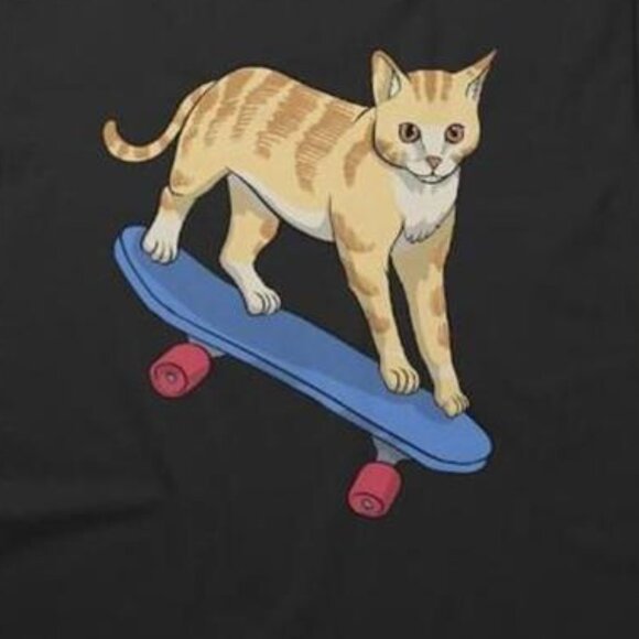 Skate Cat Cartoon 1 Classic Parent Outfit Streetwear Cozy T Shirt 170 - Picture 2 of 5